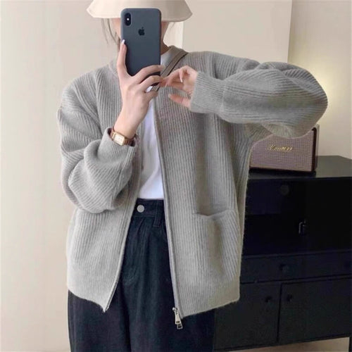 Damer Cozy Knit Cardigan med Høj Krave Stilla