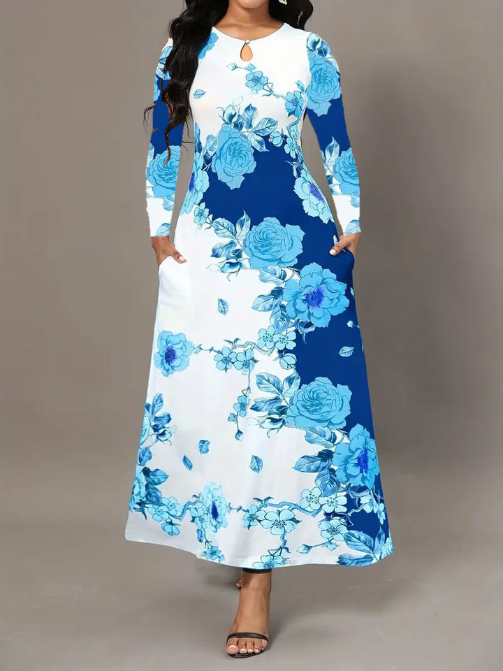 Dame Elegant Maxikjole med blomstermotiv og lommer Stilla