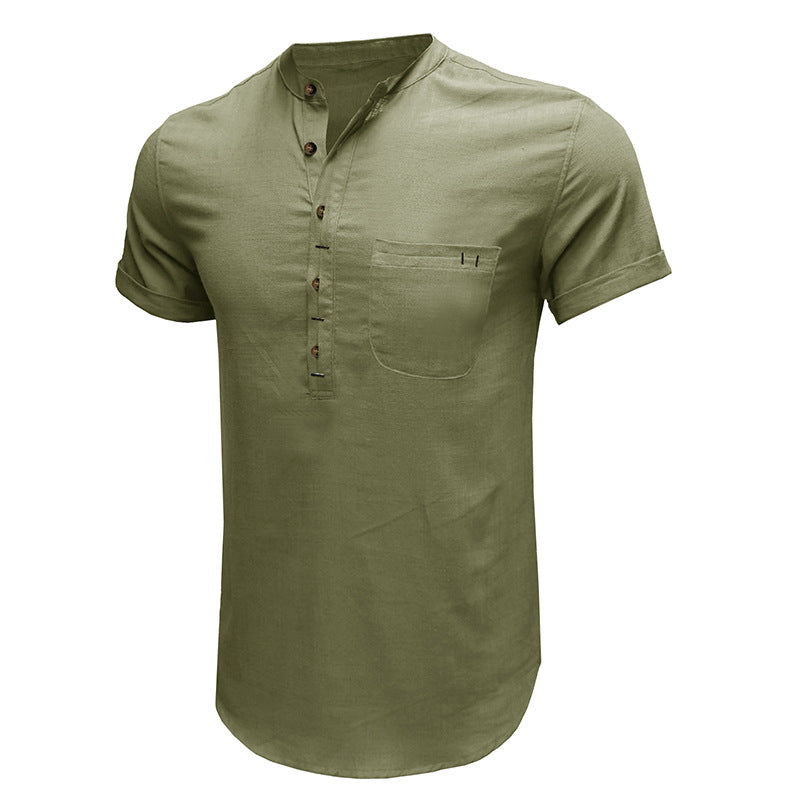 Herrer kortærmet Henley-shirt med praktisk brystlomme-design Stilla