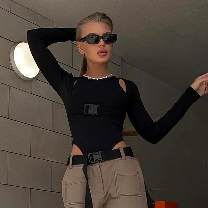 Damer Cut-Out Buckled Langærmet Bodysuit Stilla