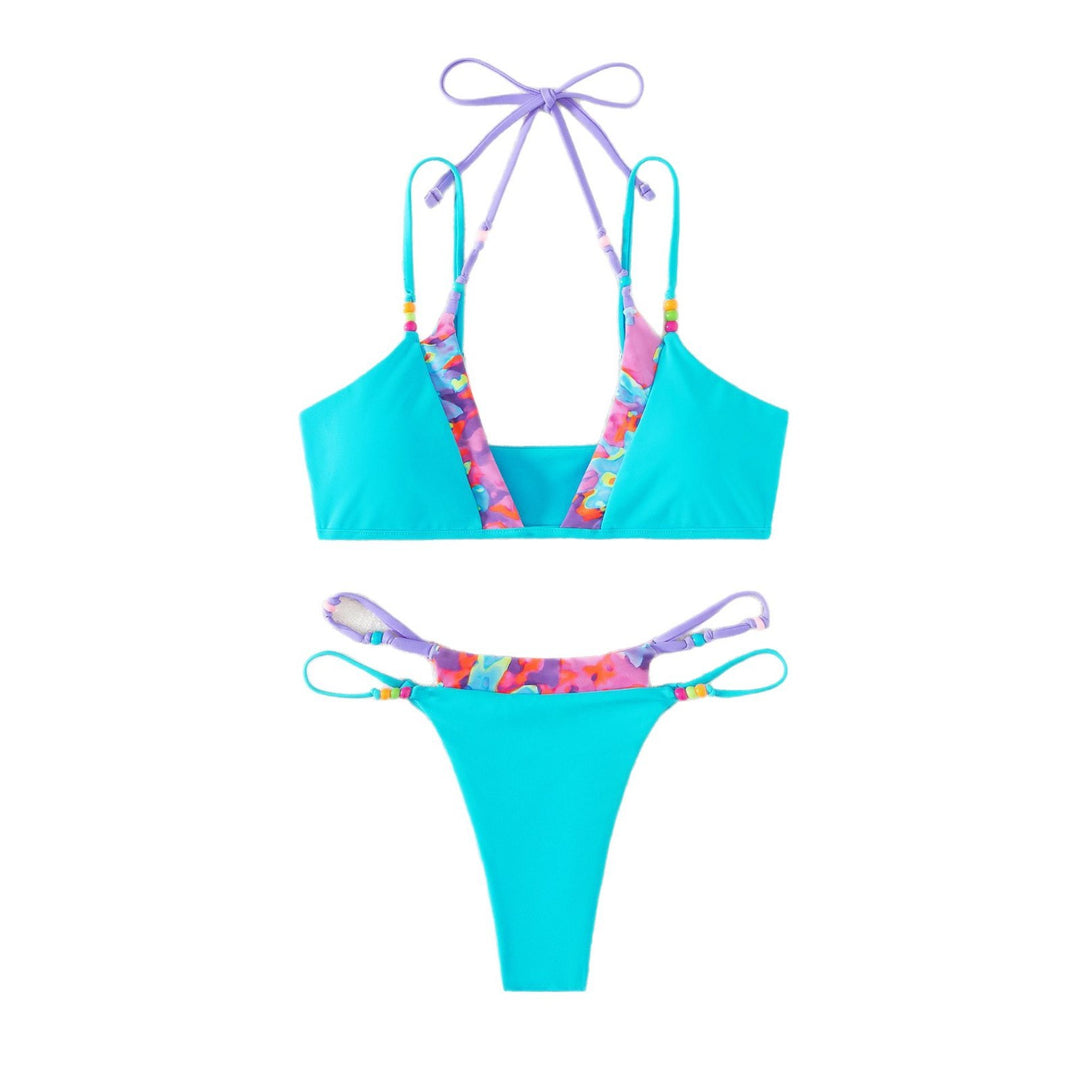 Dame bikini-sæt med spændende blomsterdesign og klassiske trekantkopper Stilla