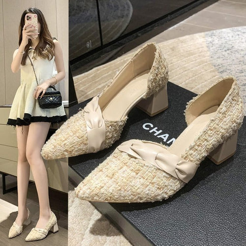 Dame Elegant Pumps med struktureret overdel og moderigtigt bue-detalje Stilla
