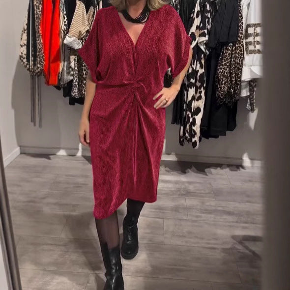 Dame Wrap Kjole i elegant Fløjl Stilla