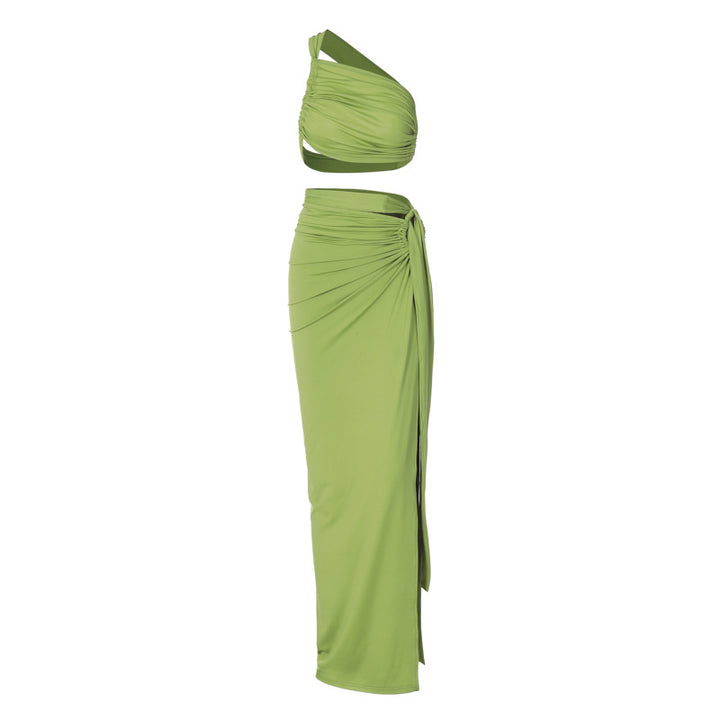 Dame Elegant svømmekjole med asymmetrisk stropdesign og figursmigrerende drapering Stilla
