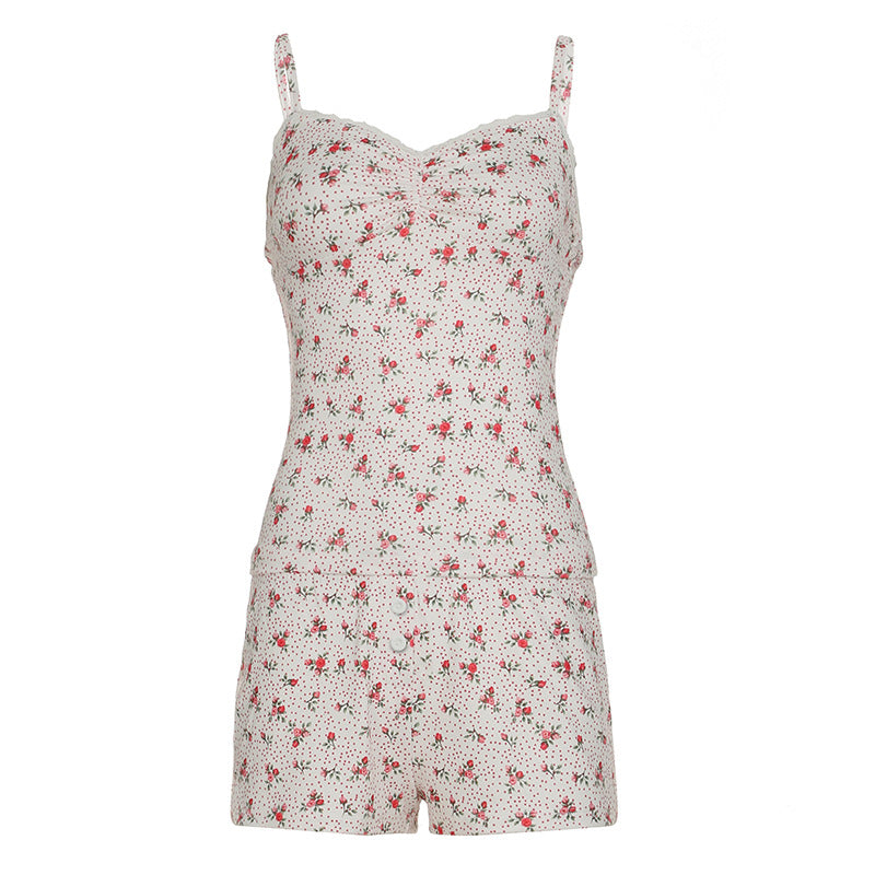 Dame pyjamasæt med legende blomsterprint og komfortabel pasform Skovae