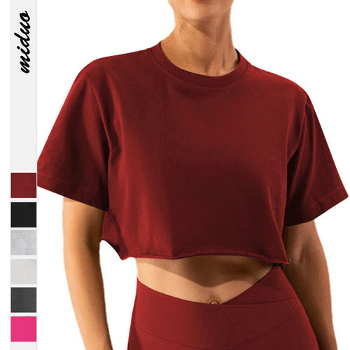 Dame sporty cropped T-shirt og shorts sæt med høj talje Stilla