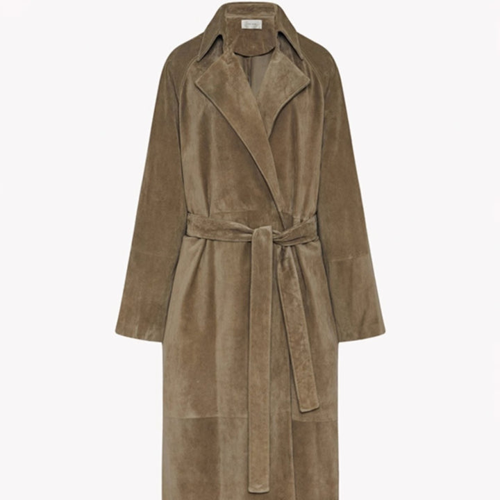 Dame Elegant og Fashionable Trench Coat Lavet af Høj- Kvalitets Suede Stilla