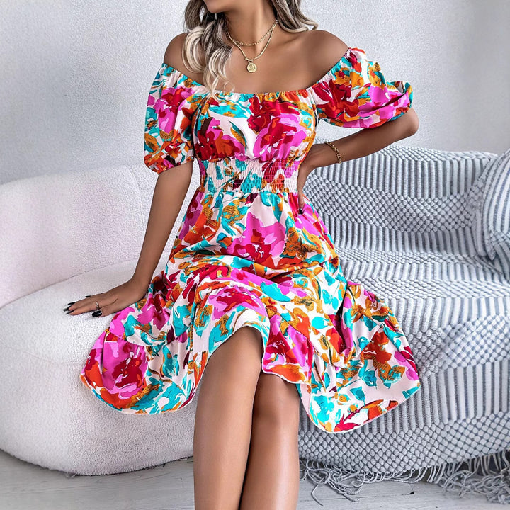 Dame Off-Shoulder fritidkjole med volumøse ærmer Stilla