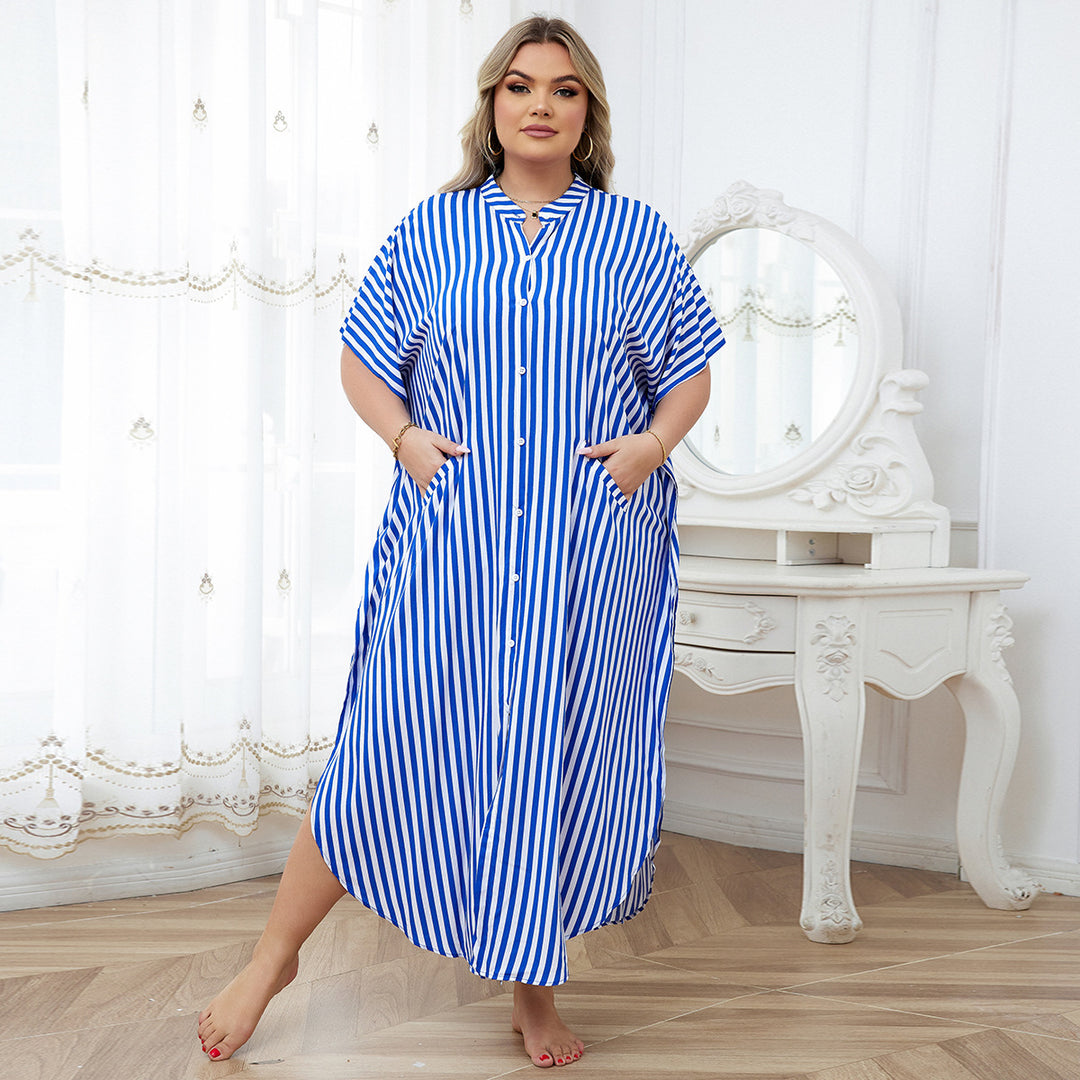 Dame Kaftan med sidelommer og farverigt print Stilla