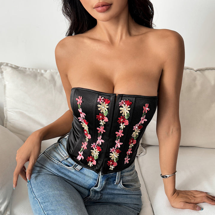 Dame Korsage-top med florale applikationer Stilla