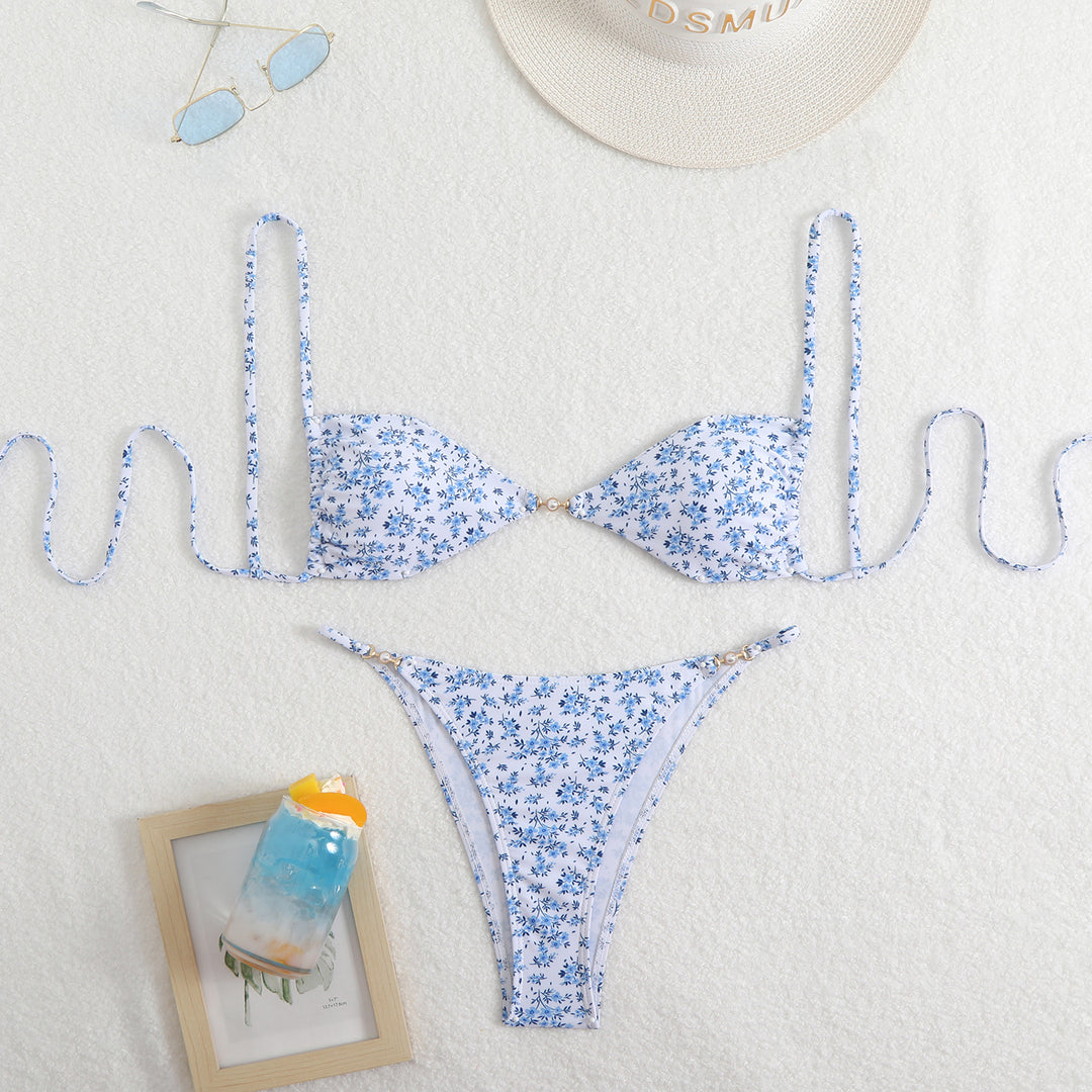 Dame bikini-sæt med justerbare stropper og blomsterdesign Stilla