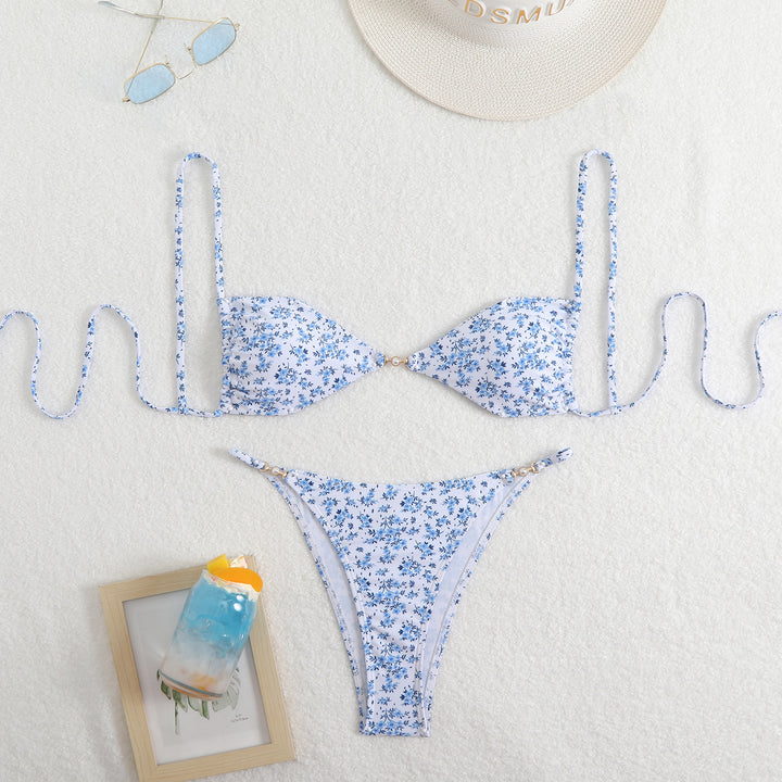 Dame bikini-sæt med justerbare stropper og blomsterdesign Stilla