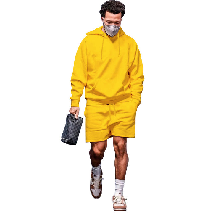 Herre afslappet hoodie- og shorts-sæt i åndbart materiale med praktiske lommer Stilla