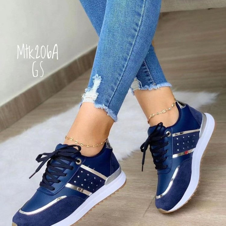 Dame Sporty Sneakers med metallic accenter og åndbar overfladestruktur Stilla