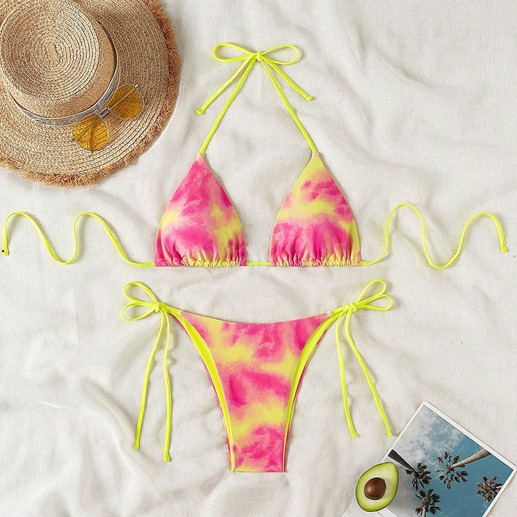 Dame triangel bikini sæt med elegant snøredetalje Skovae