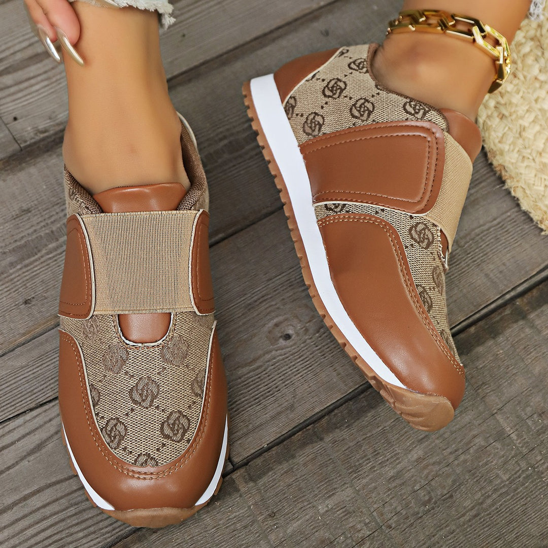 Dame Slip-On Sneakers med elastisk rem og fashionable materiale mix Stilla