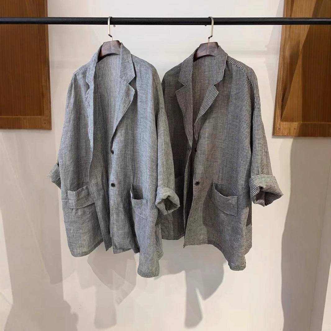 Dame Relaxed Fit Stribet Linned Blazer Stilla