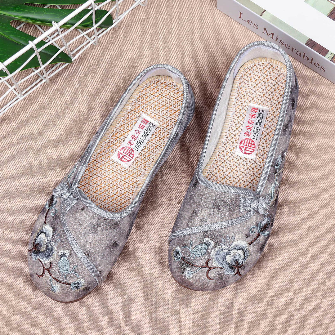 Dame Ballerinas med elegant broderi Stilla