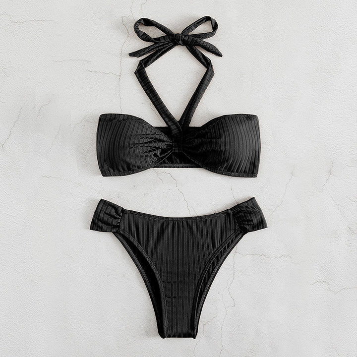 Dame Halterneck Struktur Bikini Sæt Stilla