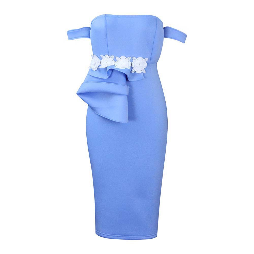 Dame Etuikjole med Off-Shoulder Design og elegant Rüschenapplikation Stilla