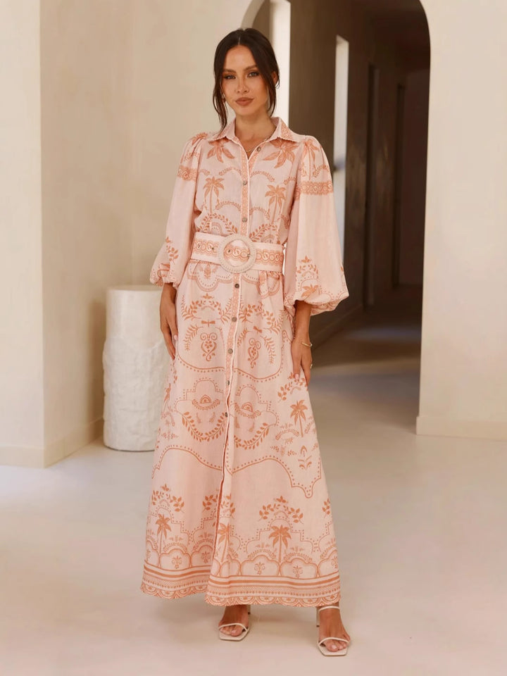 Dame Maxikjole med romantisk snit og detaljeinteresseret floralt broderimønster Stilla