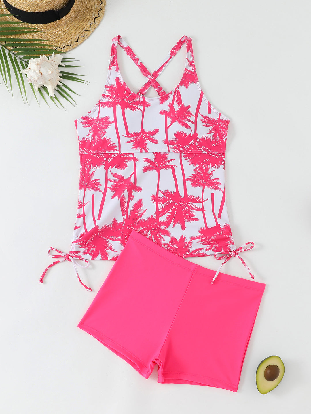 Dame Sporty Tankini-sæt med blomstermotiv og justerbare stropper Skovae