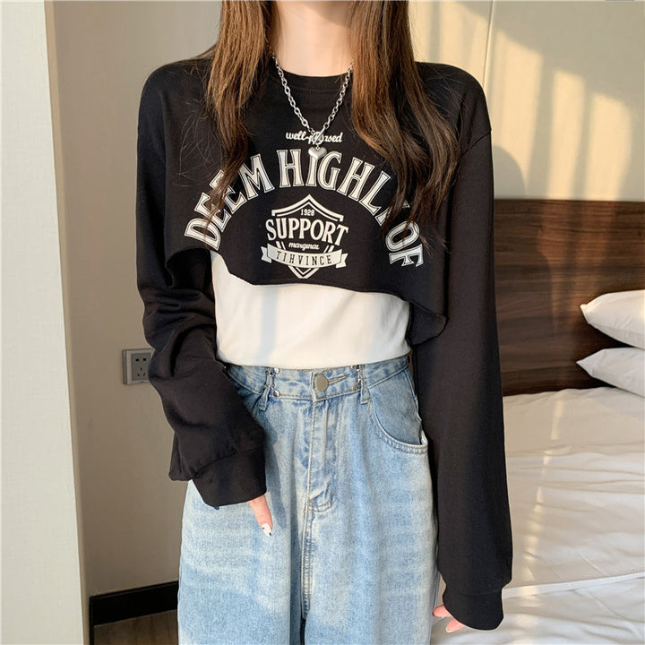 Femme Cropped Grafik Langærmet Sweatshirt Stilla