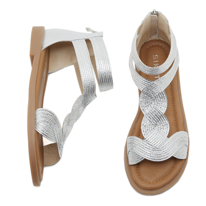 Dame elegante sandaler med flettet remdesign og fleksibel fodseng Stilla