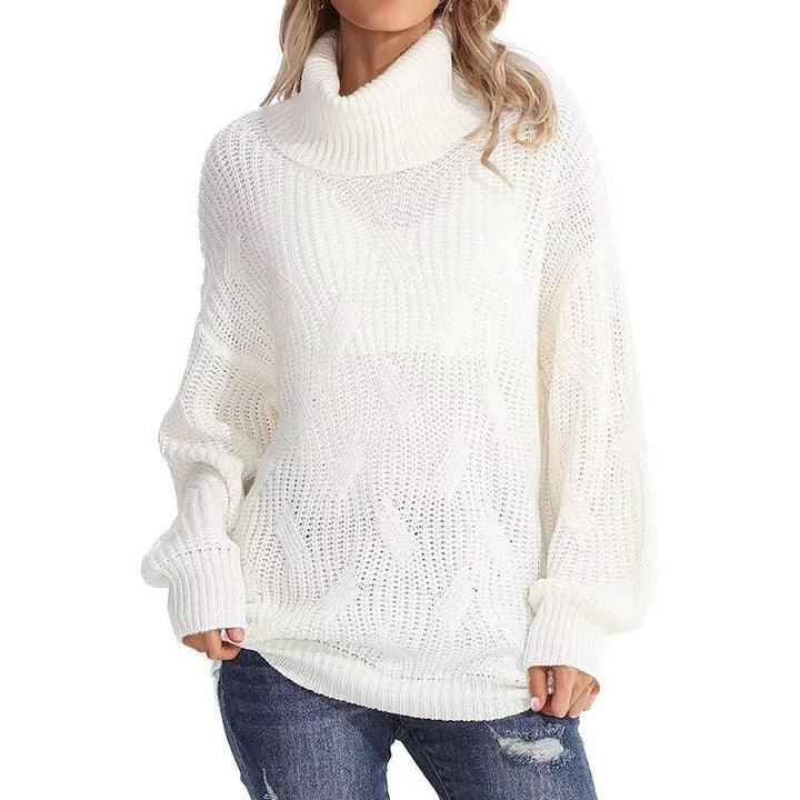 Kvinders strikkede sweater med høj krave og struktureret stingudseende Stilla