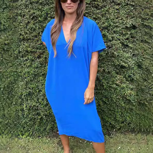 Dame Relaxed Fit Midikjole med sidelæg Stilla