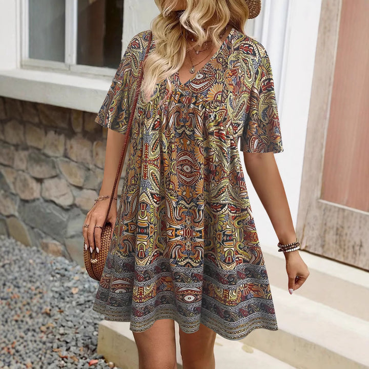 Dame løs sommerkjole med Boho-mønster Stilla