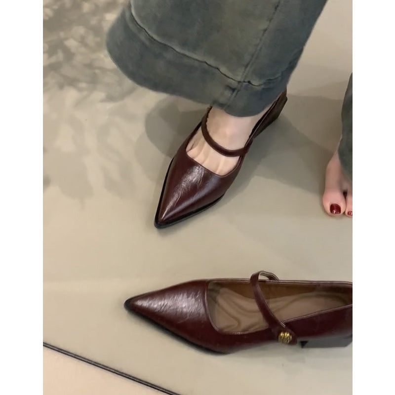 Dame spidse slingback ballerinaer med ankelrem Stilla