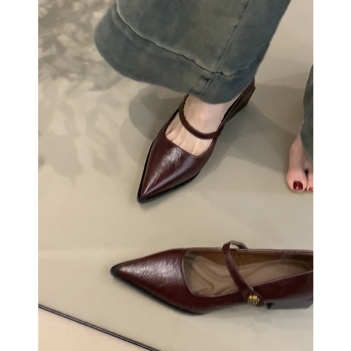Dame spidse slingback ballerinaer med ankelrem Stilla