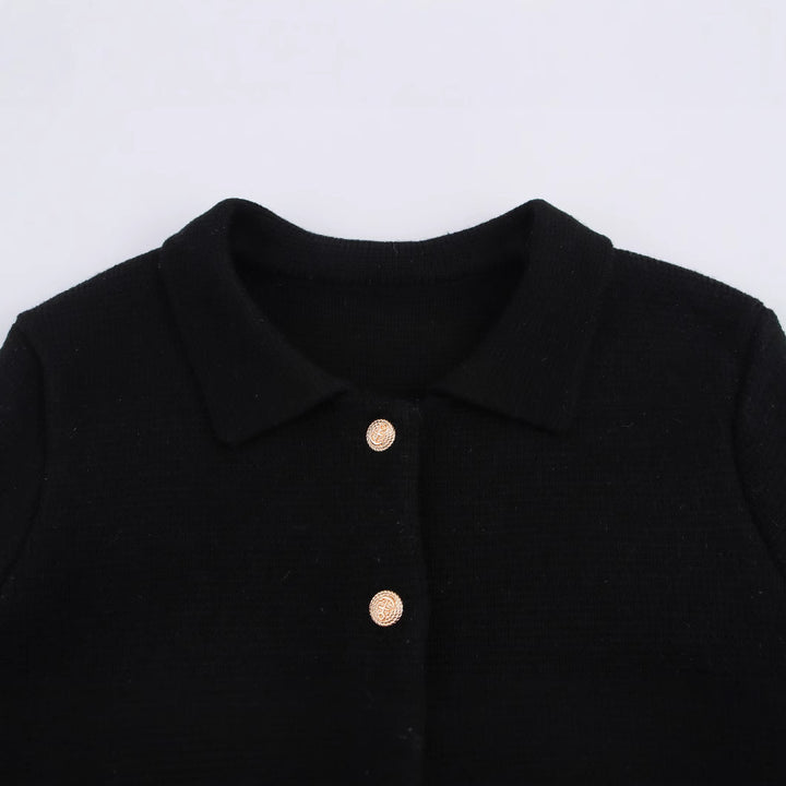 Femme Elegant strik cardigan med knapdetaljer Stilla