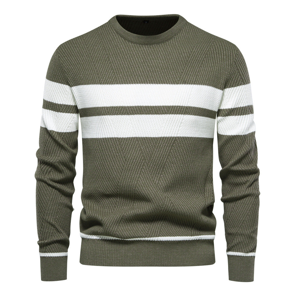 Herrer strikkepullover med moderne vaffelmønster og elegante striber Stilla
