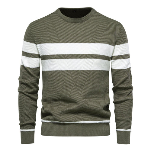 Herrer strikkepullover med moderne vaffelmønster og elegante striber Stilla