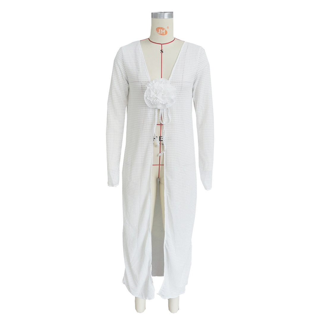 Dame Kimono-Cardigan med blomstret element og bred pasform Stilla