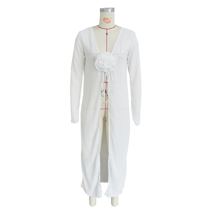Dame Kimono-Cardigan med blomstret element og bred pasform Stilla