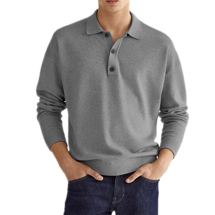 Herre Sweatshirt med polokrave og knapliste Stilla
