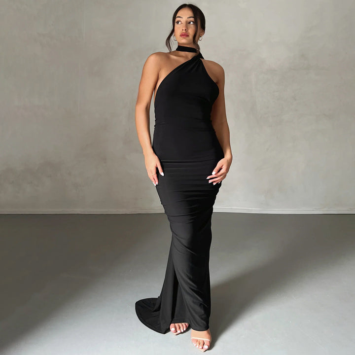 Damer Elegant One-Shoulder Maxikjole med figursyet Silhuet Skovae