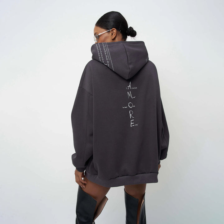 Kvindernes Højkvalitets Oversized Hoodie med Moderne Skrift Stilla