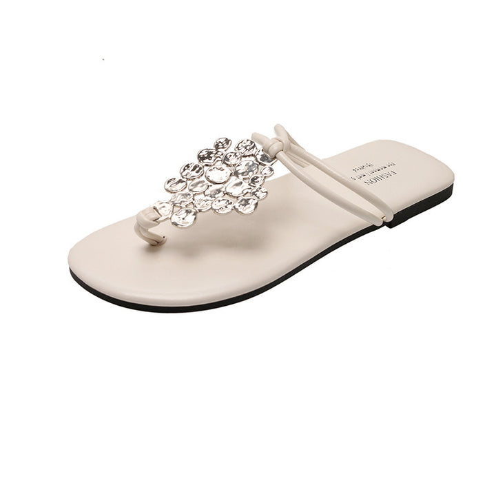 Dame elegante slide sandaler med dekorativ perleaccent Stilla