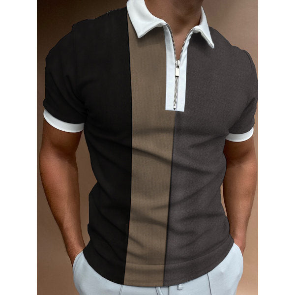 Herren farveblok zip-up polo shirt Stilla