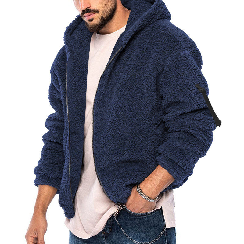 Herrer Teddy-fleece-jakke med hætte Stilla