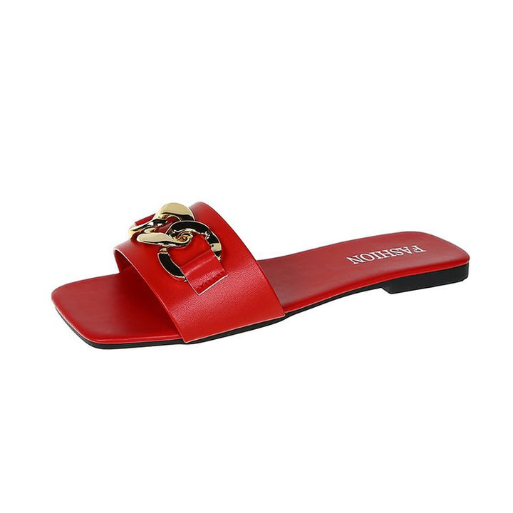 Dame slide-sandaler med elegant kædeudsmykning og behagelig fodseng Stilla