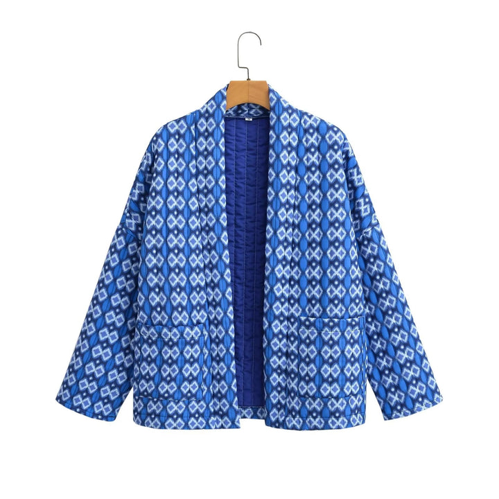 Dame quiltet Kimono-jakke med geometrisk mønster Stilla