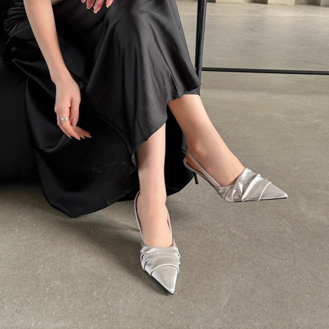 Kvinder elegante spidse slingback-hæle med foldet detalje Stilla