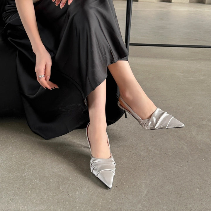 Kvinder elegante spidse slingback-hæle med foldet detalje Stilla
