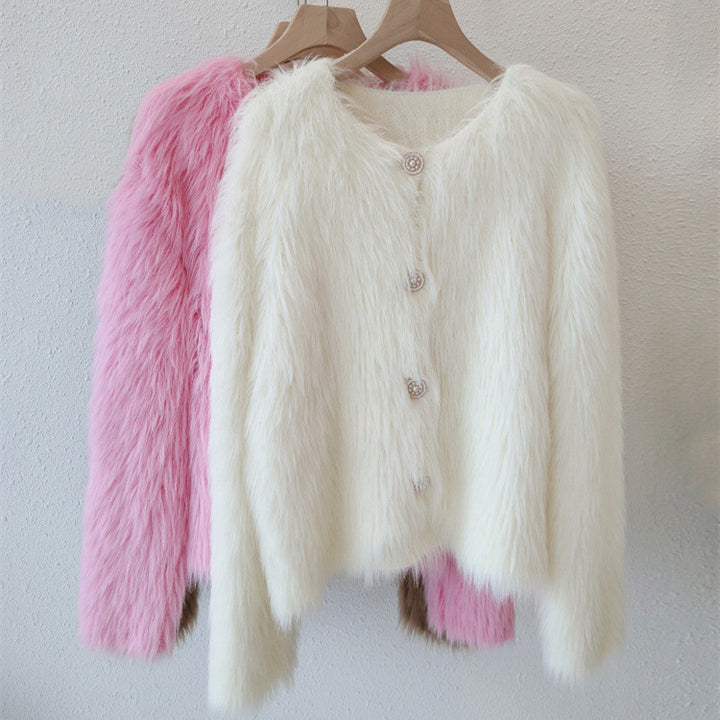 Kvinder Fluffy Cardigan med Elegante Knapdetaljer Stilla