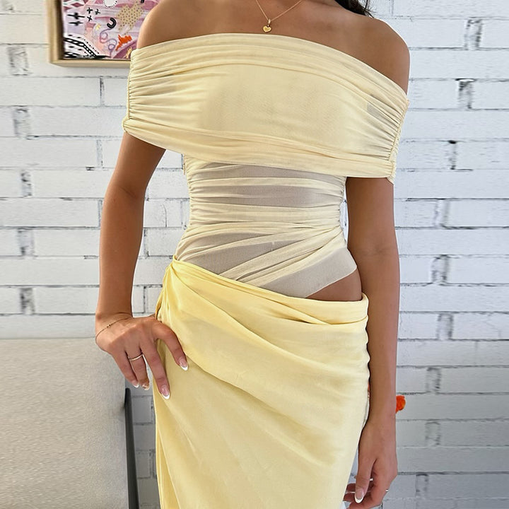 Off-Shoulder Raffung Kropstrækkende Kjole til Damer Stilla